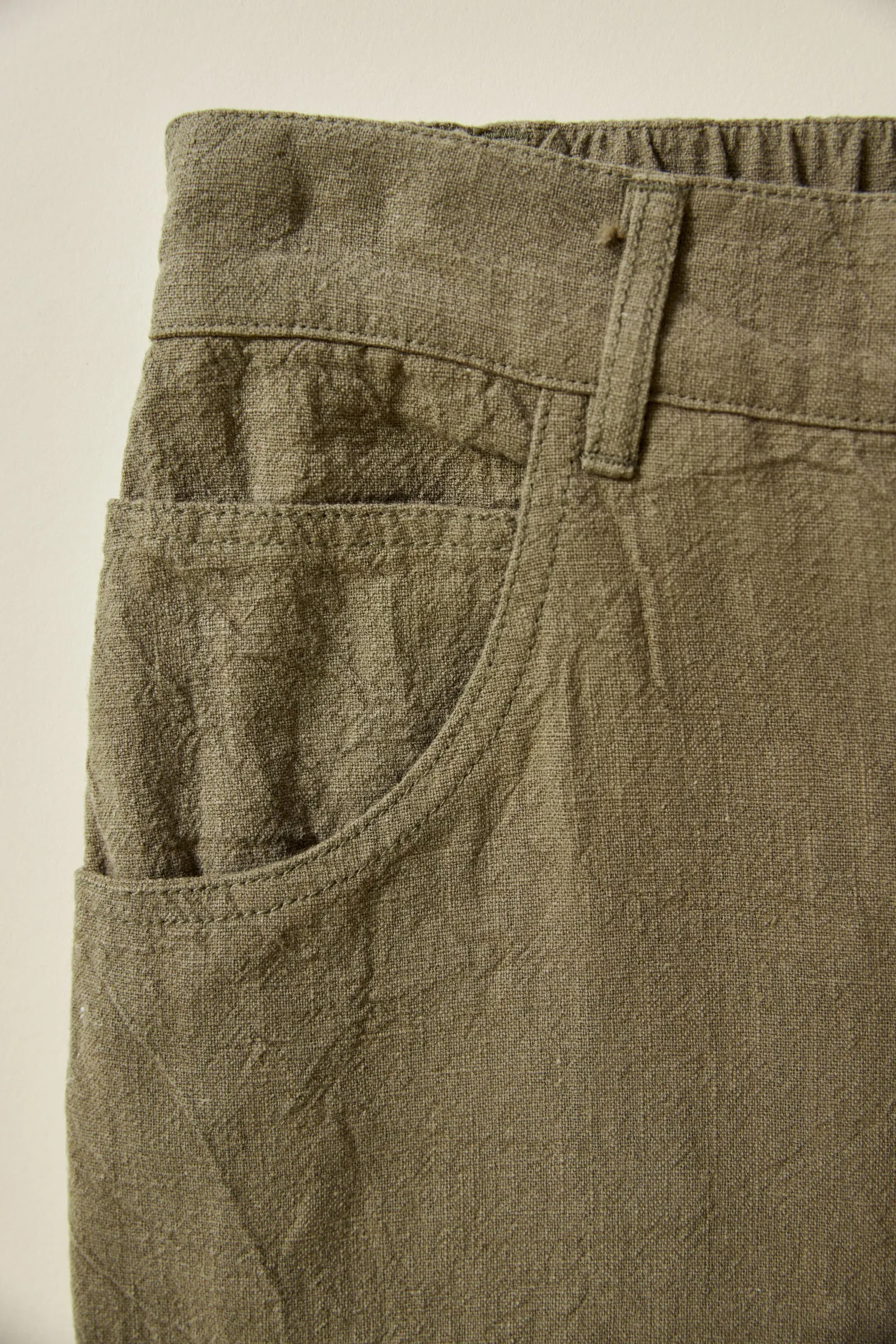 Miller - Textured Linen Pants - Khaki Green