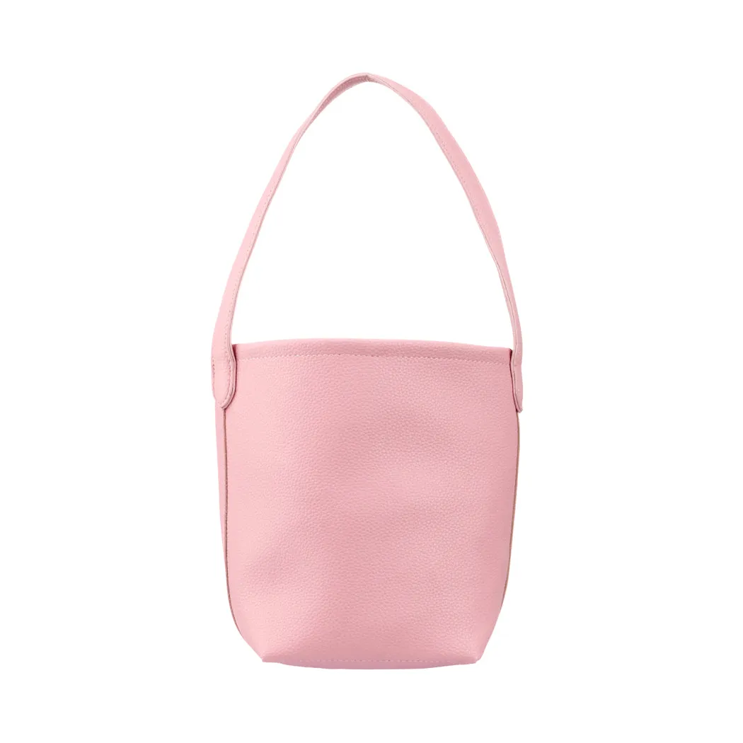 Miniso Litchi Pattern Solid Color Zipper Shoulder Bag(Light Pink)