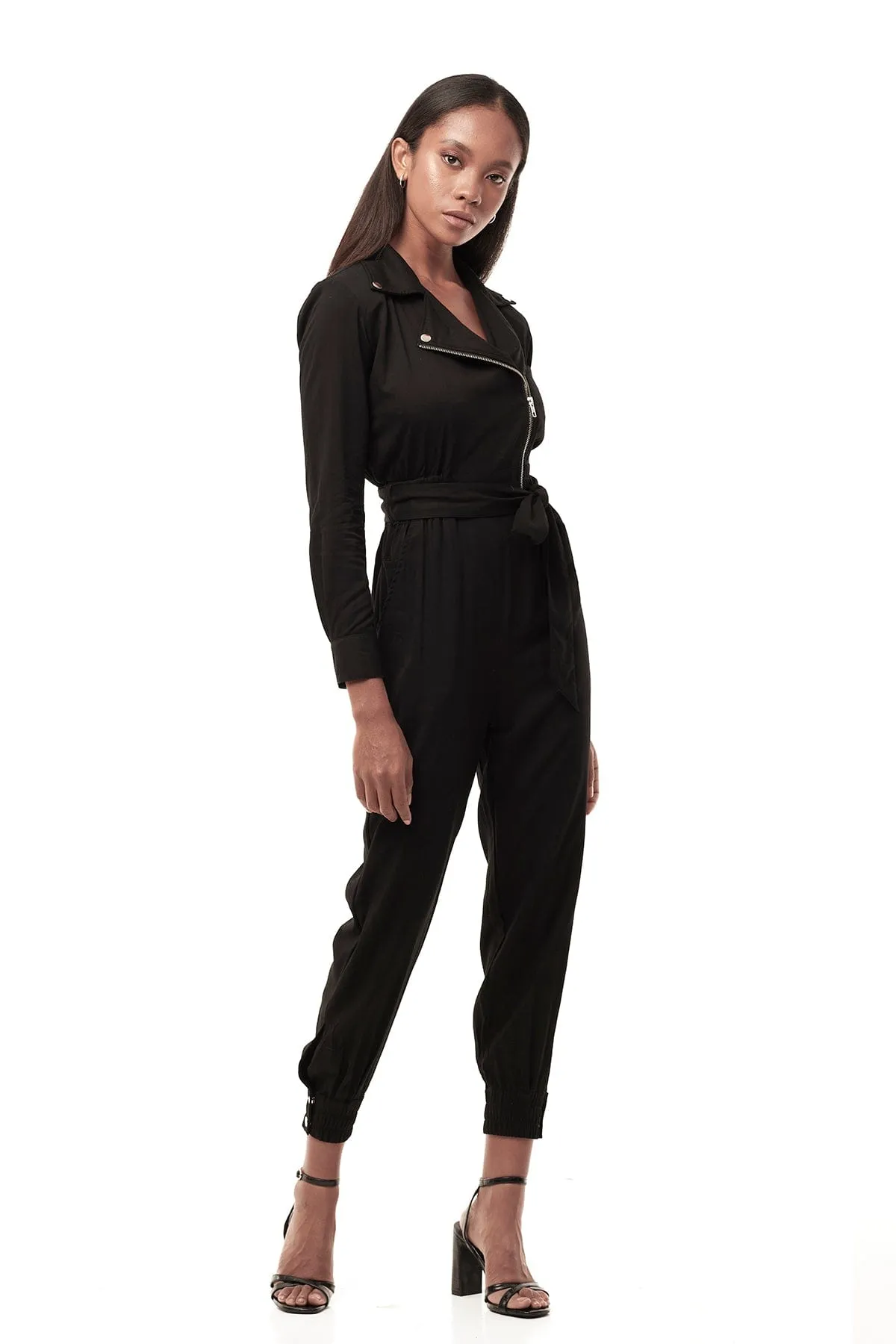 MOTO JUMPSUIT IN BLACK