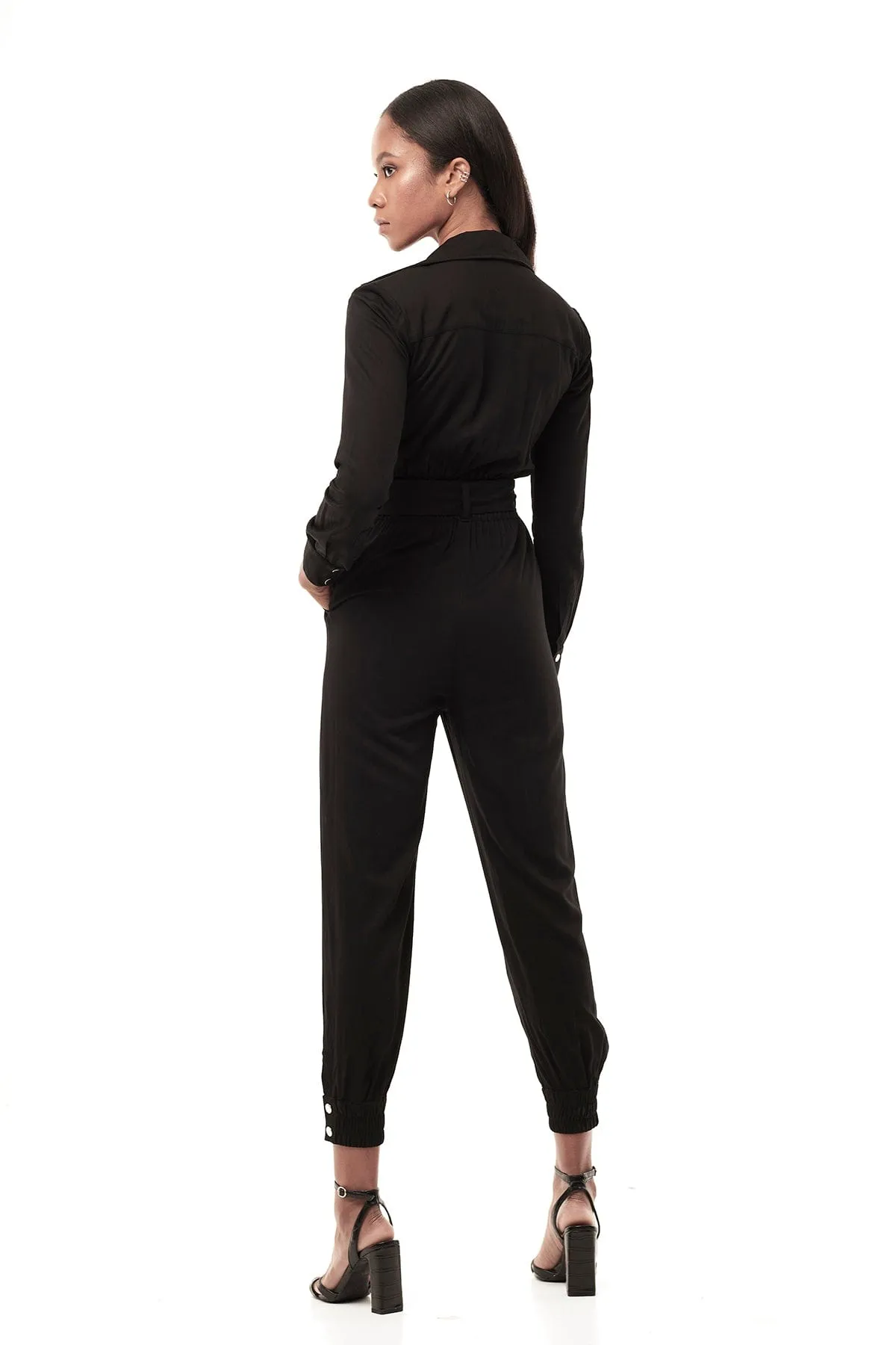 MOTO JUMPSUIT IN BLACK