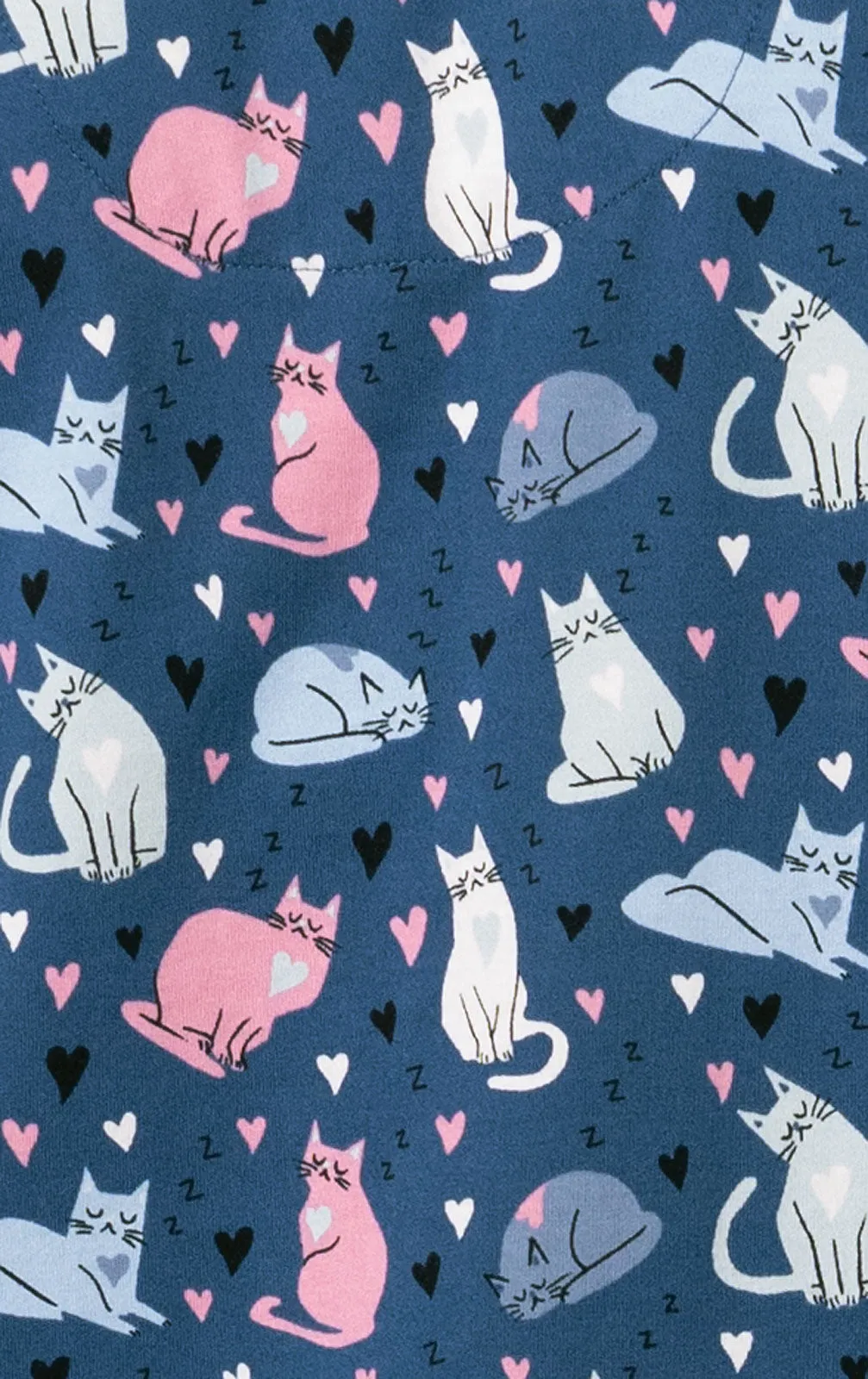 Navy Cat Short Sleeve Pajamas