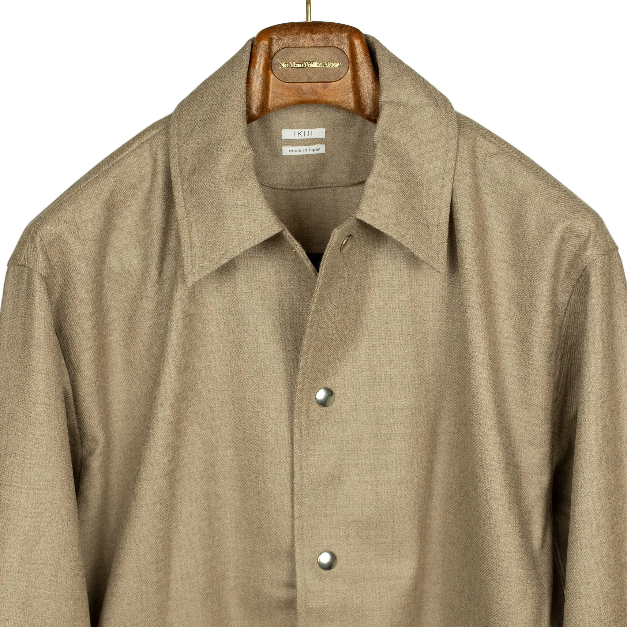 Oversized blouson in beige wool twill