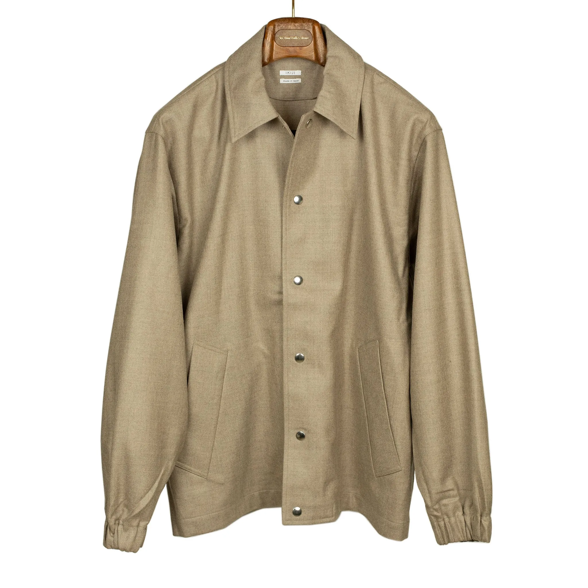 Oversized blouson in beige wool twill