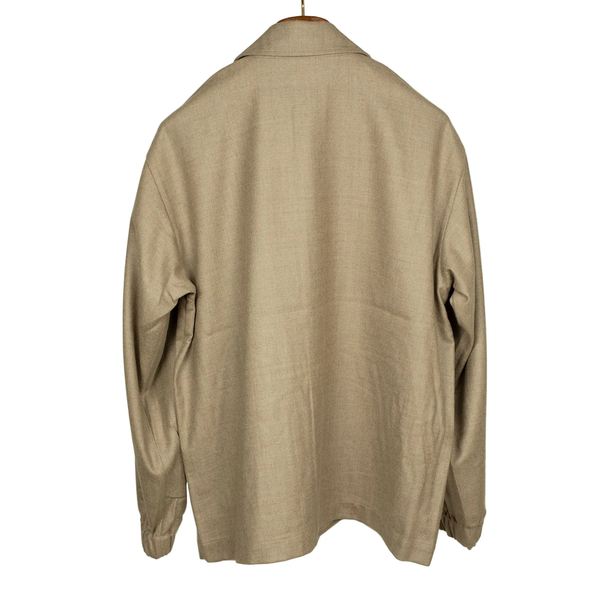 Oversized blouson in beige wool twill