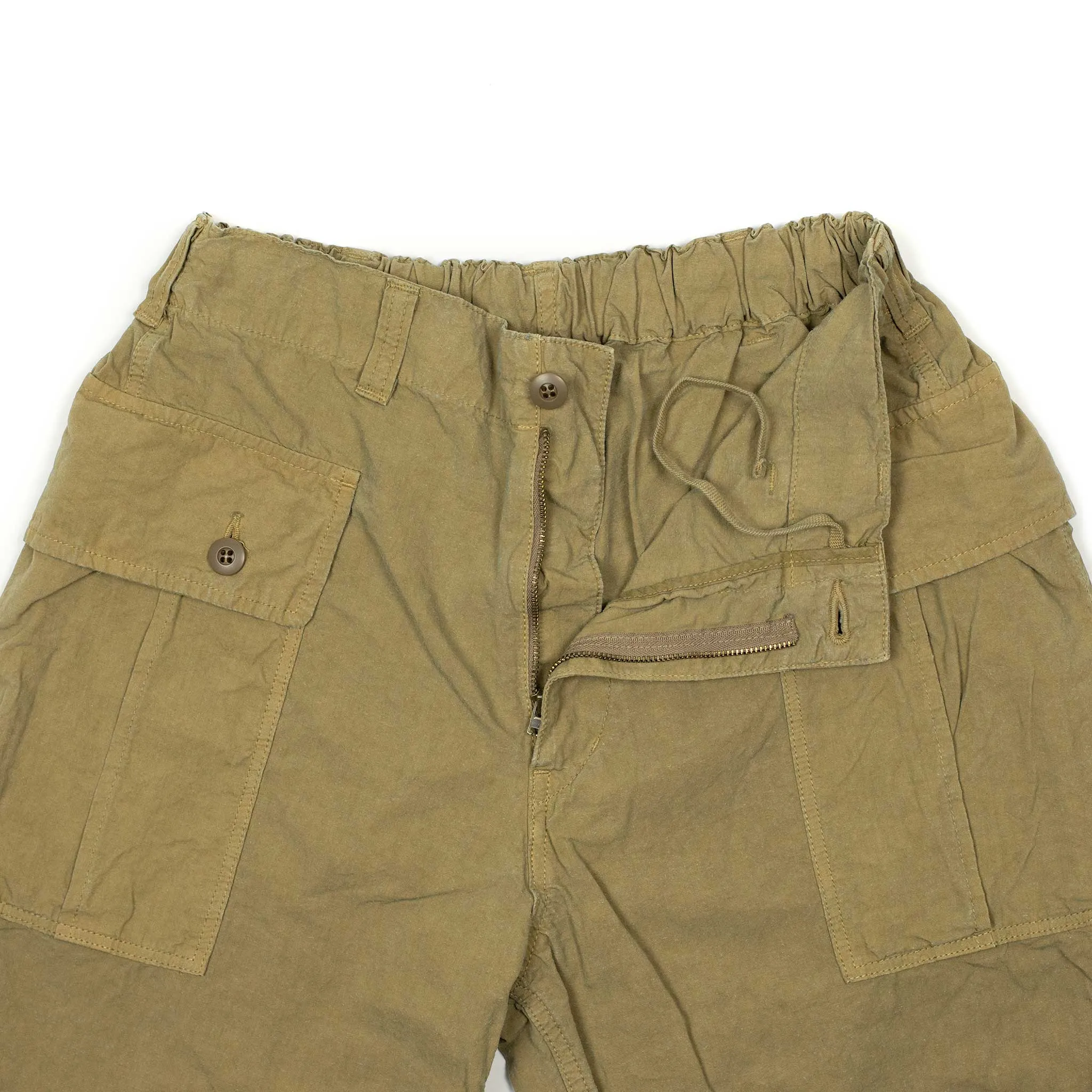 Patch pocket easy pants in washed beige cotton and hemp