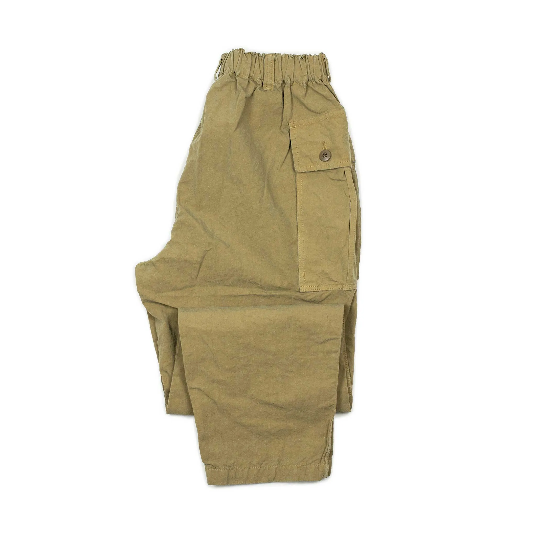 Patch pocket easy pants in washed beige cotton and hemp