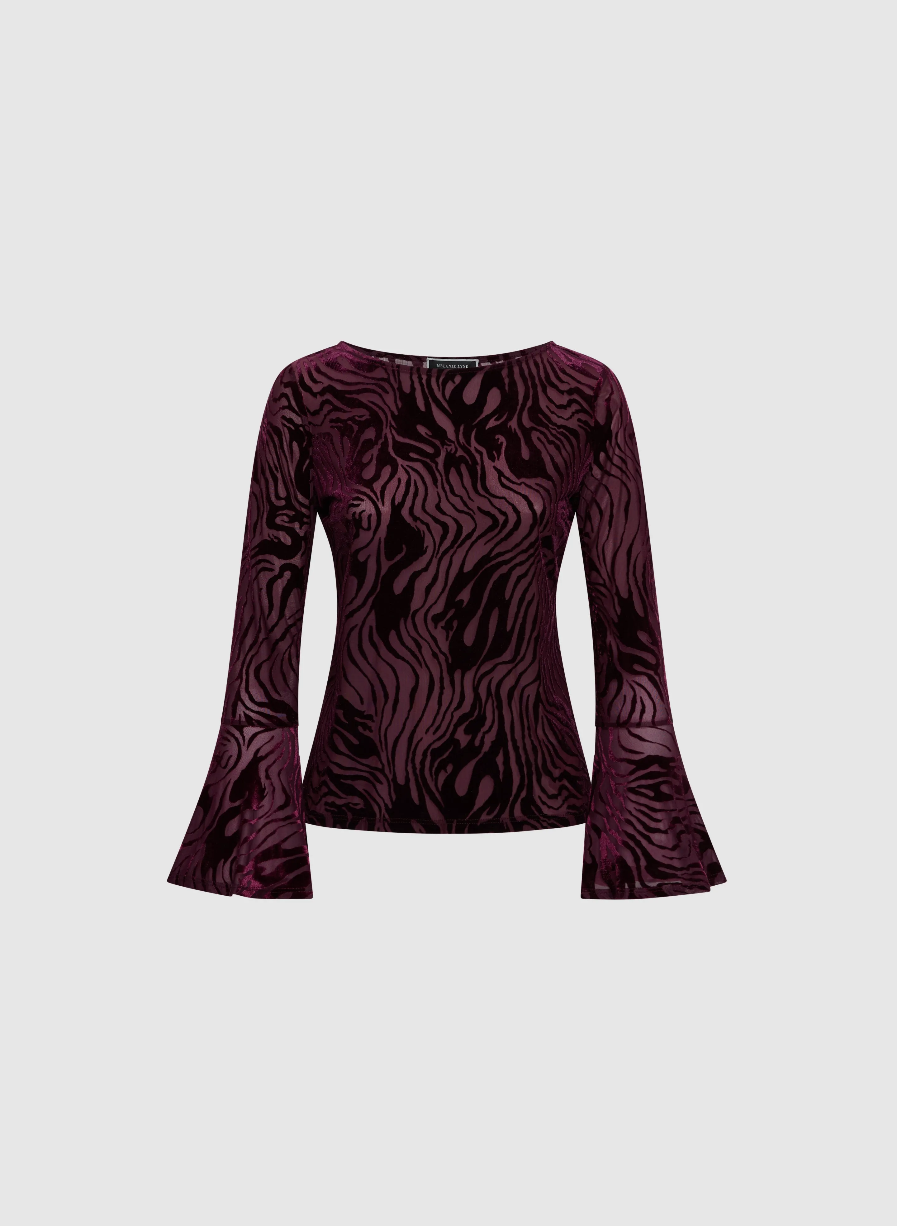 Patterned Velvet Bell Sleeve Top