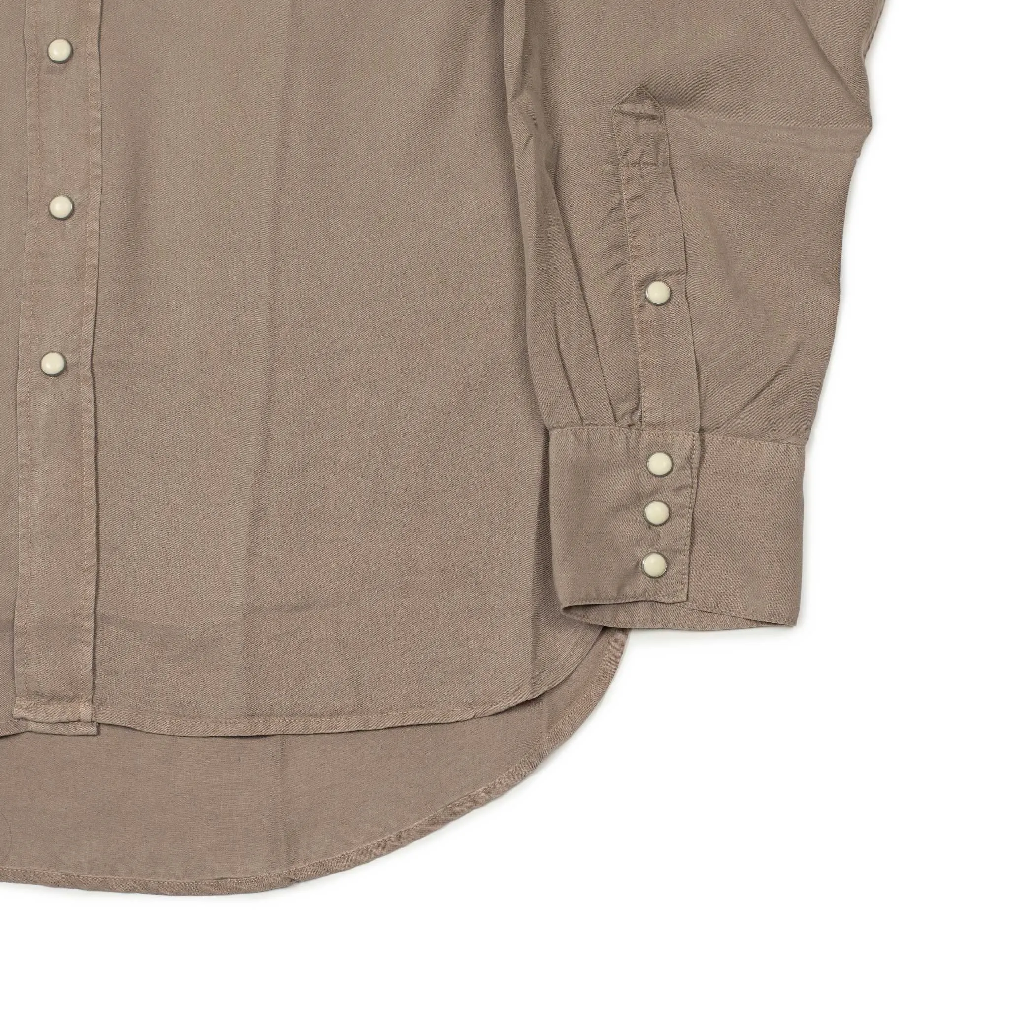 Pearlsnap shirt in nutmeg tencel gabardine