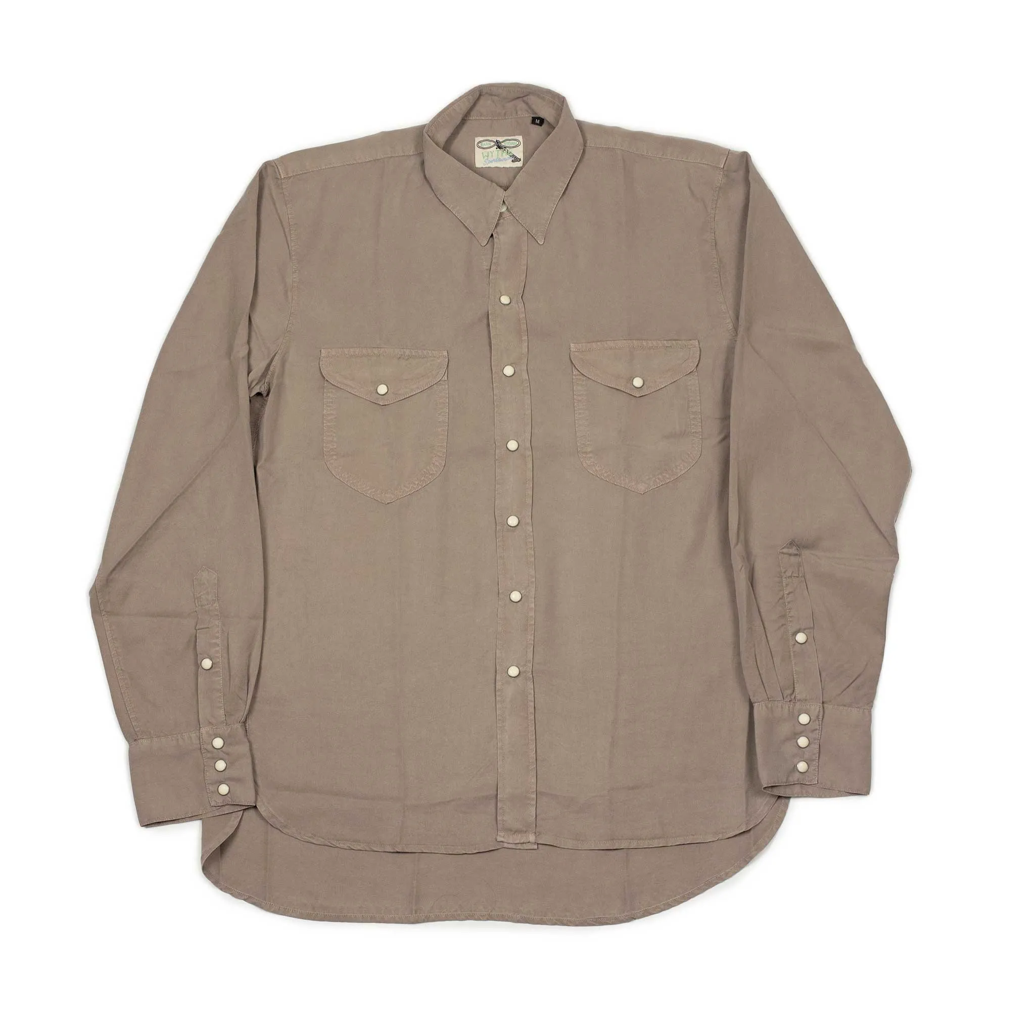 Pearlsnap shirt in nutmeg tencel gabardine