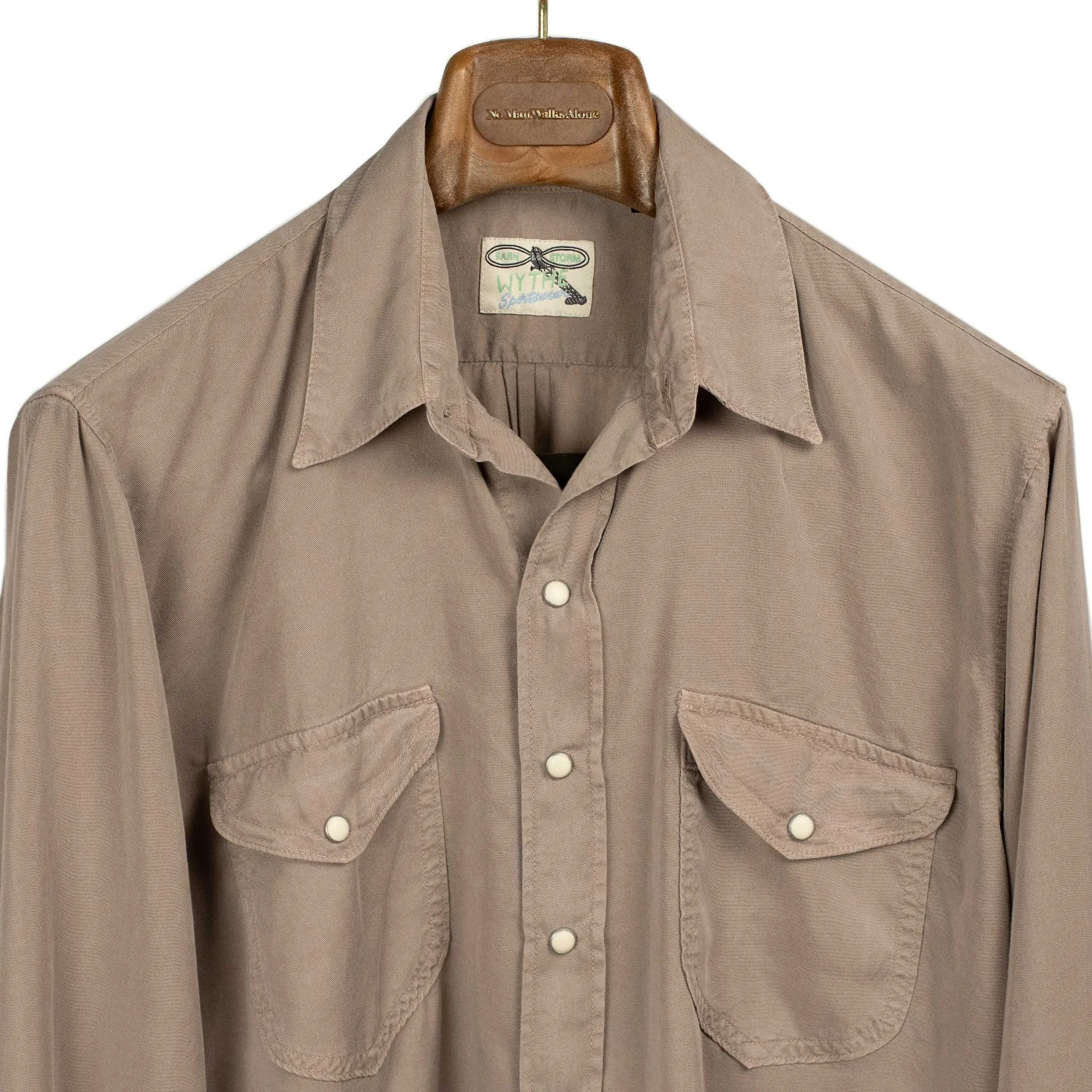 Pearlsnap shirt in nutmeg tencel gabardine