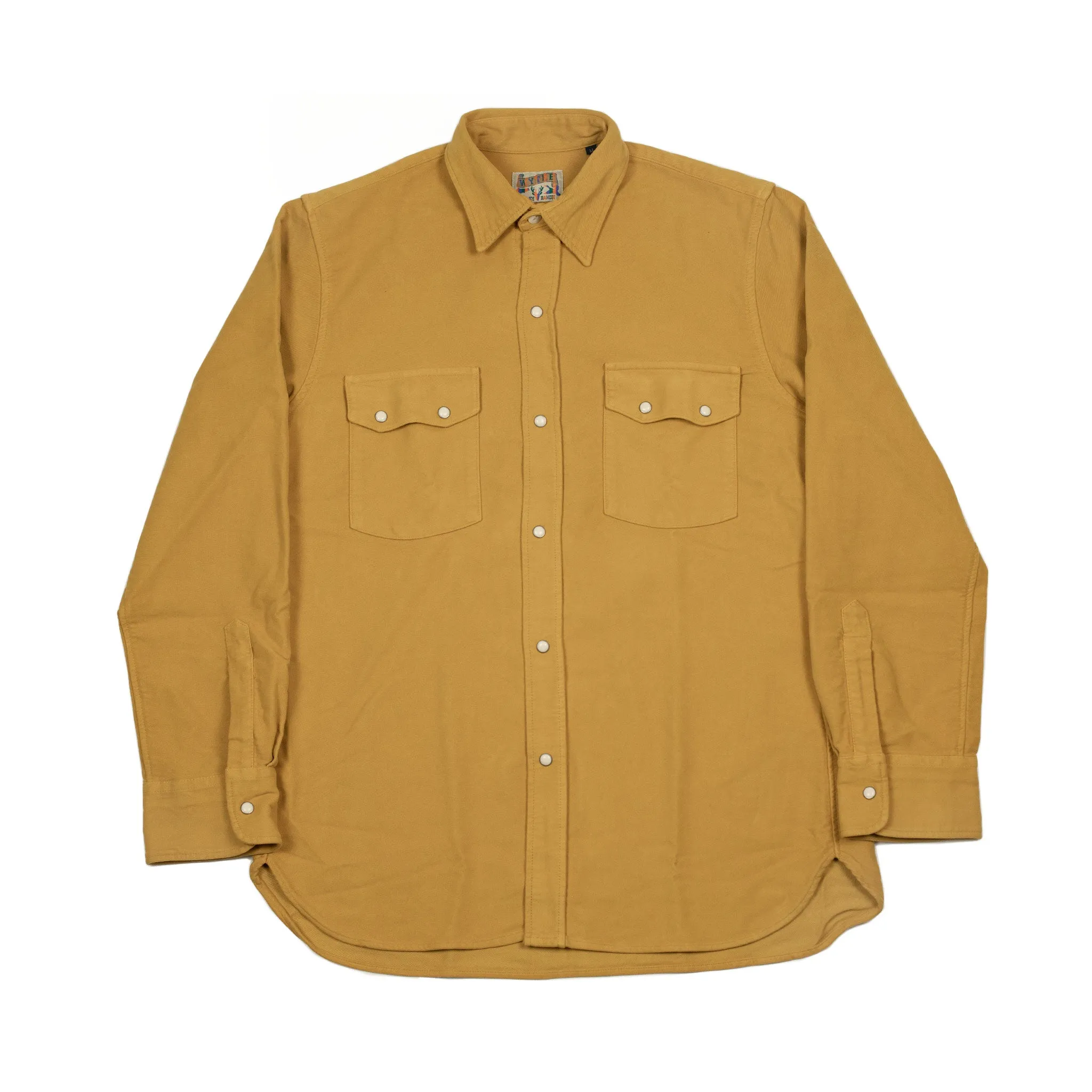 Pearlsnap Western shirt in Wheat yellow cotton moleskin