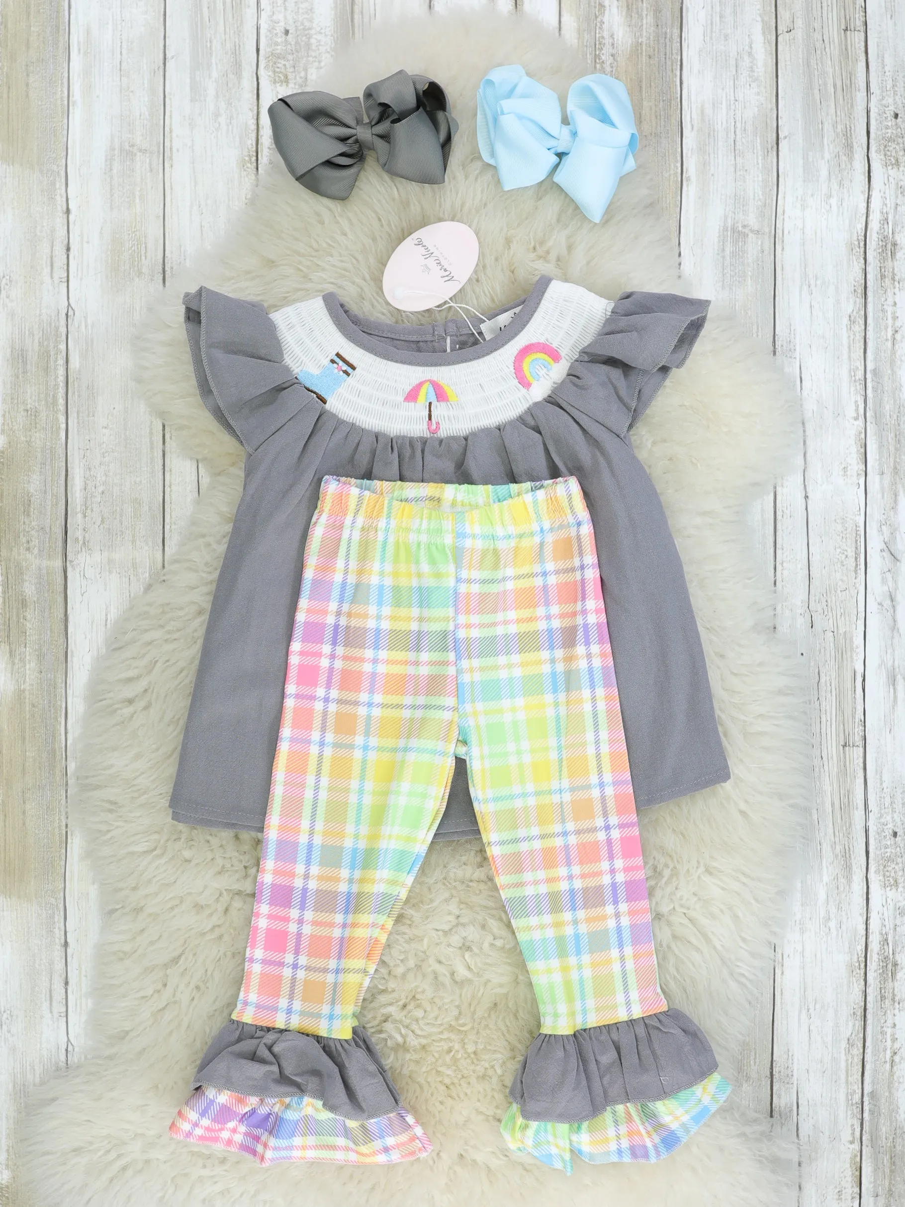 Rainy Day Smocked Ruffle Outfit