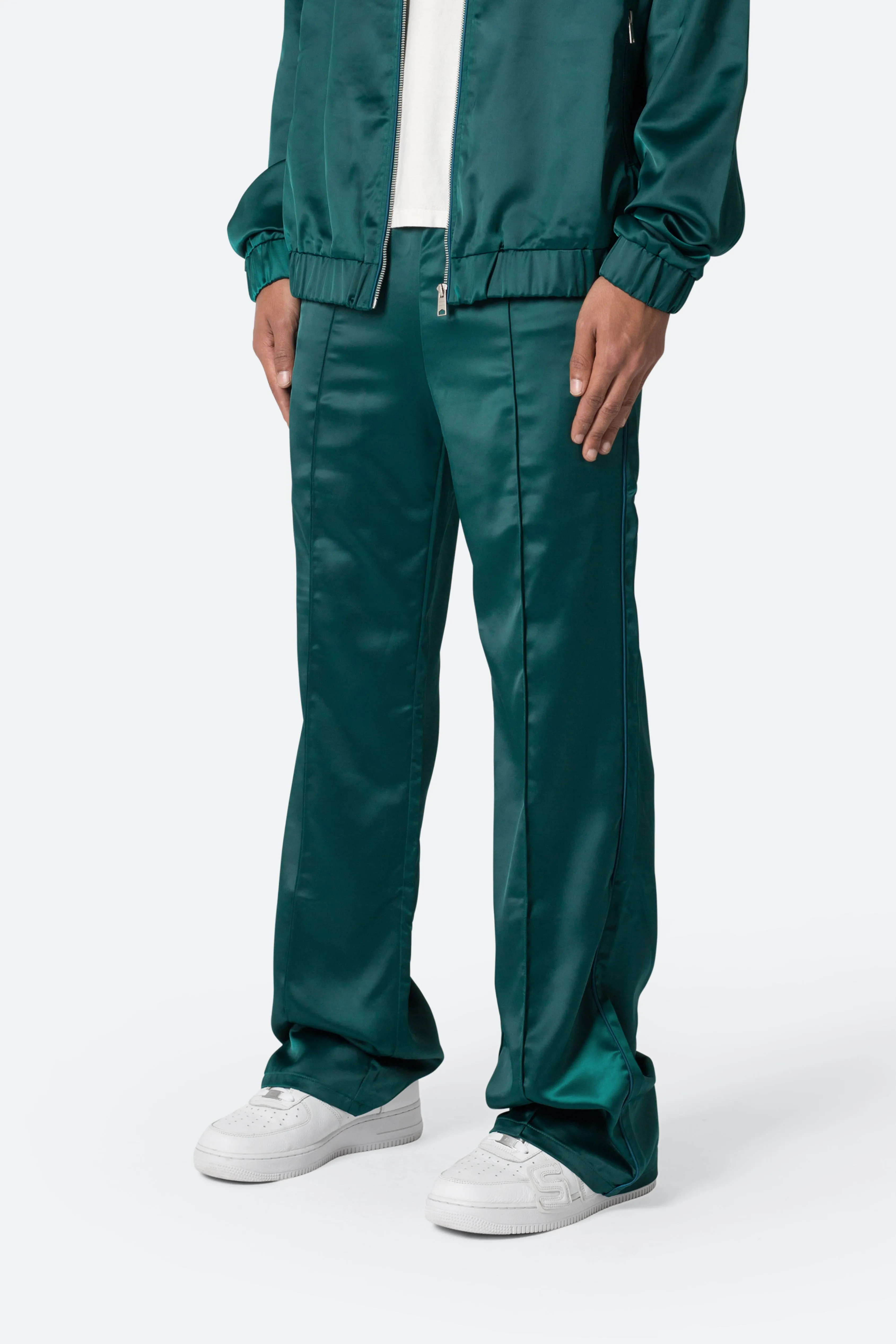 Satin Stacked Pants - Green