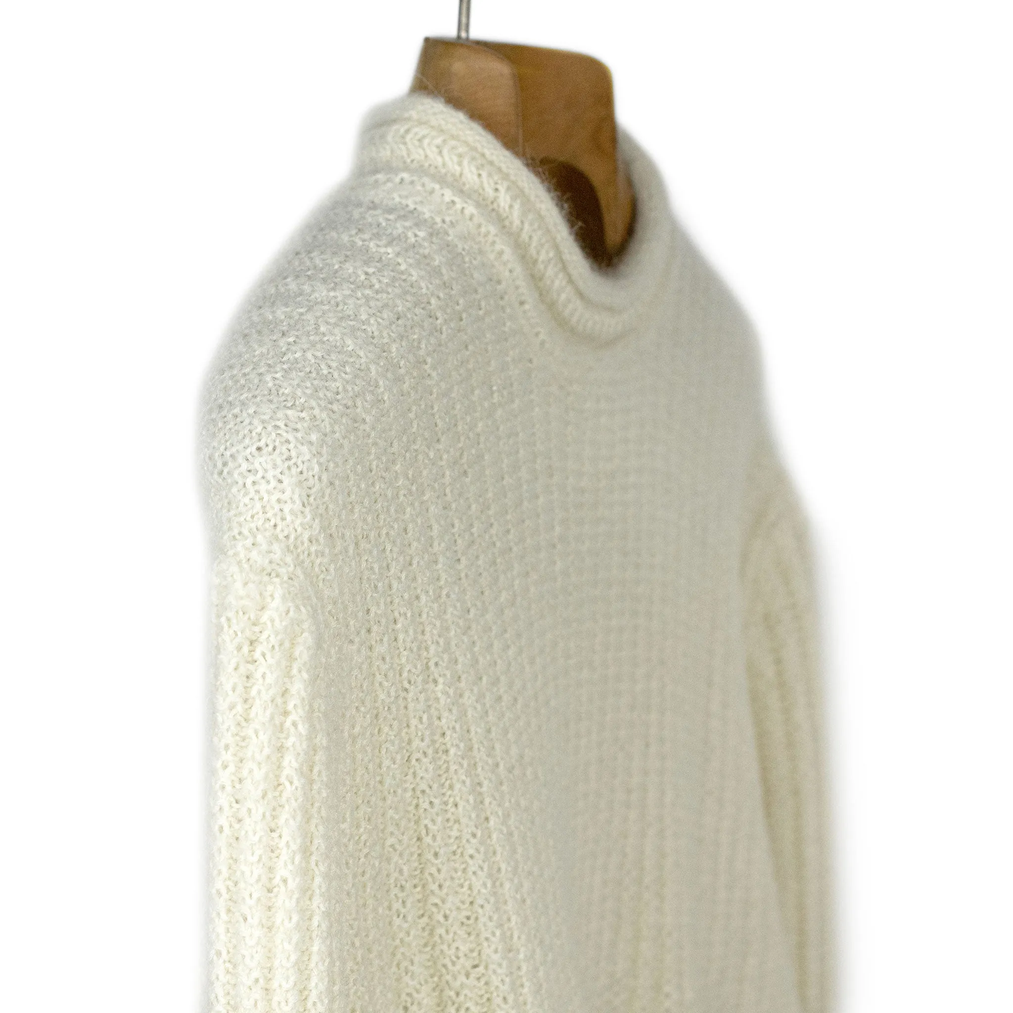 Sneachta ecru baby alpaca ribbed mockneck