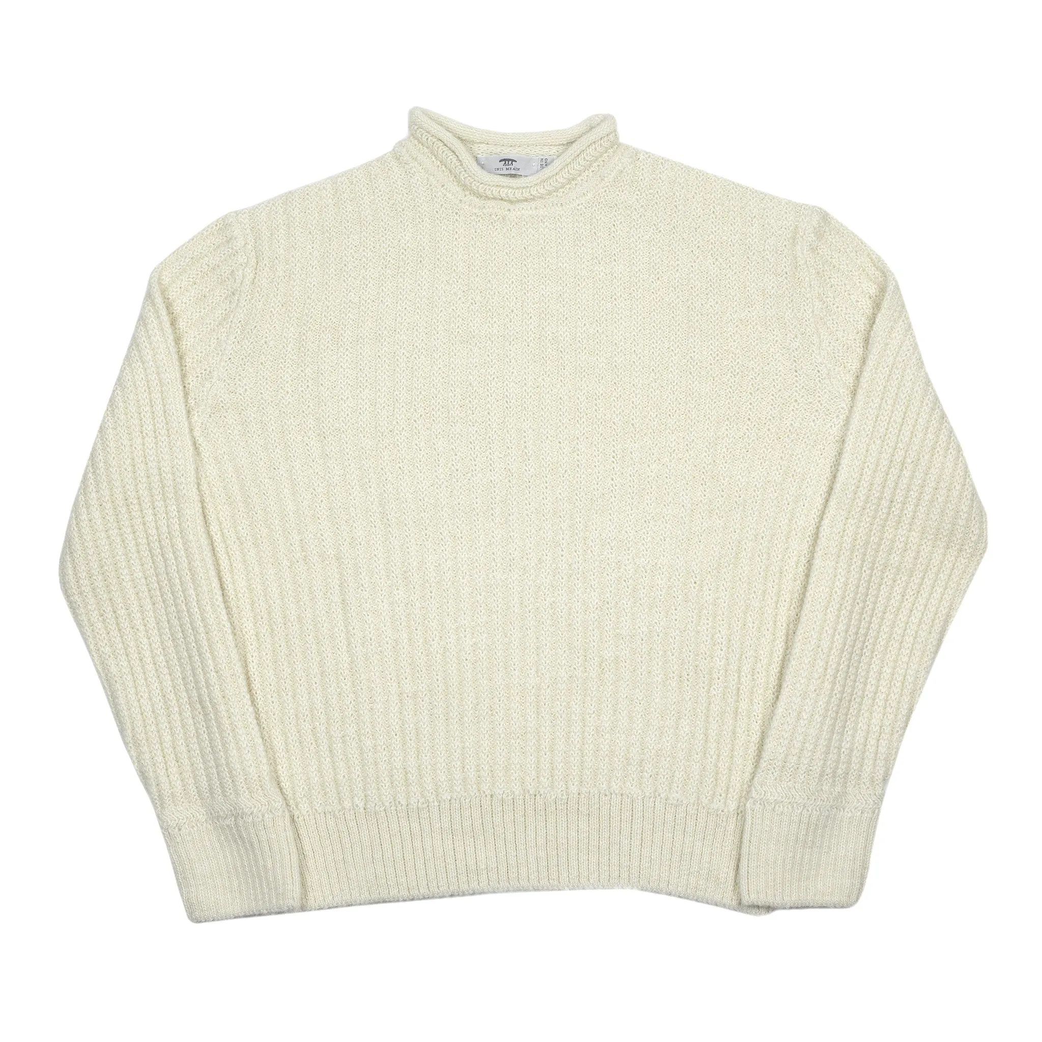 Sneachta ecru baby alpaca ribbed mockneck