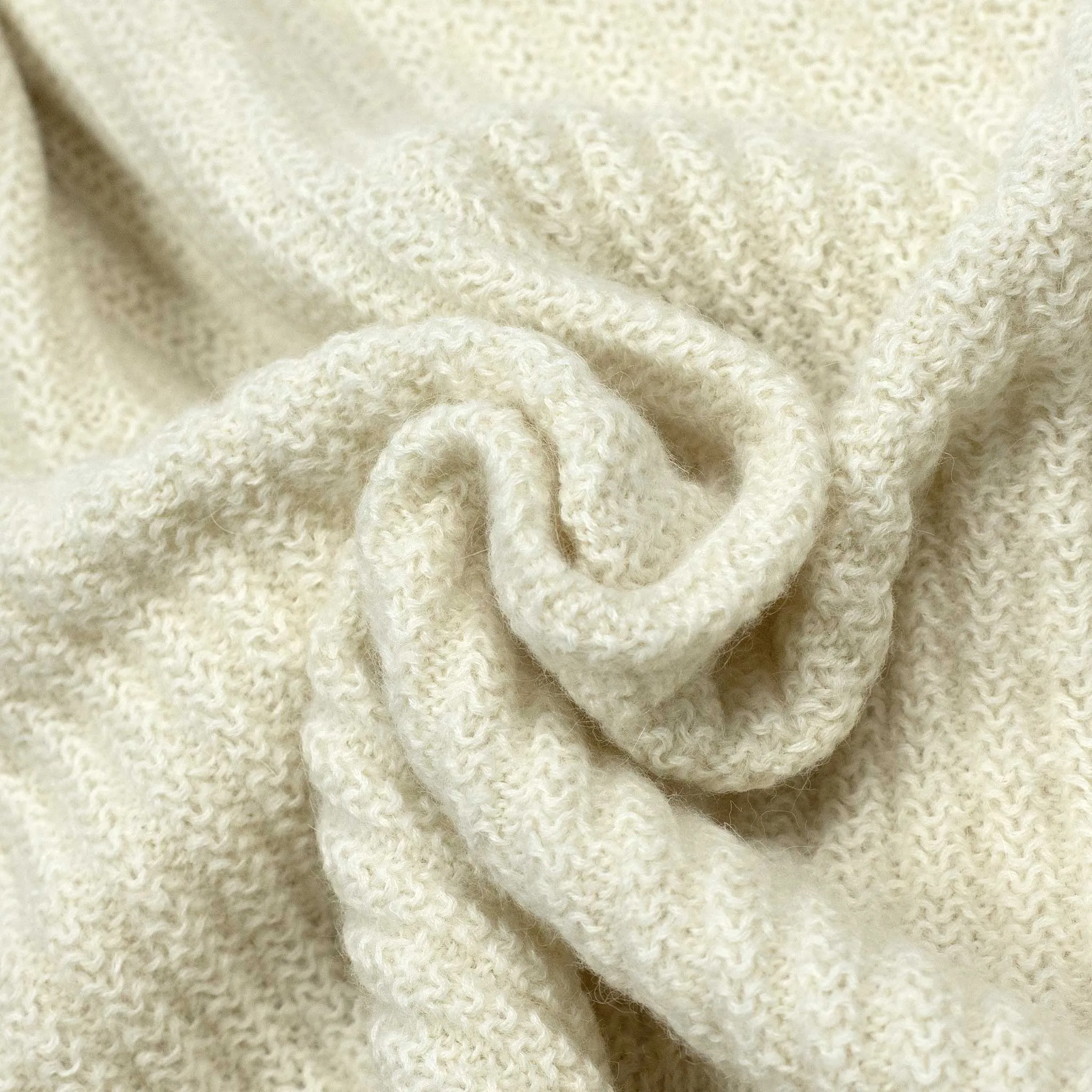 Sneachta ecru baby alpaca ribbed mockneck