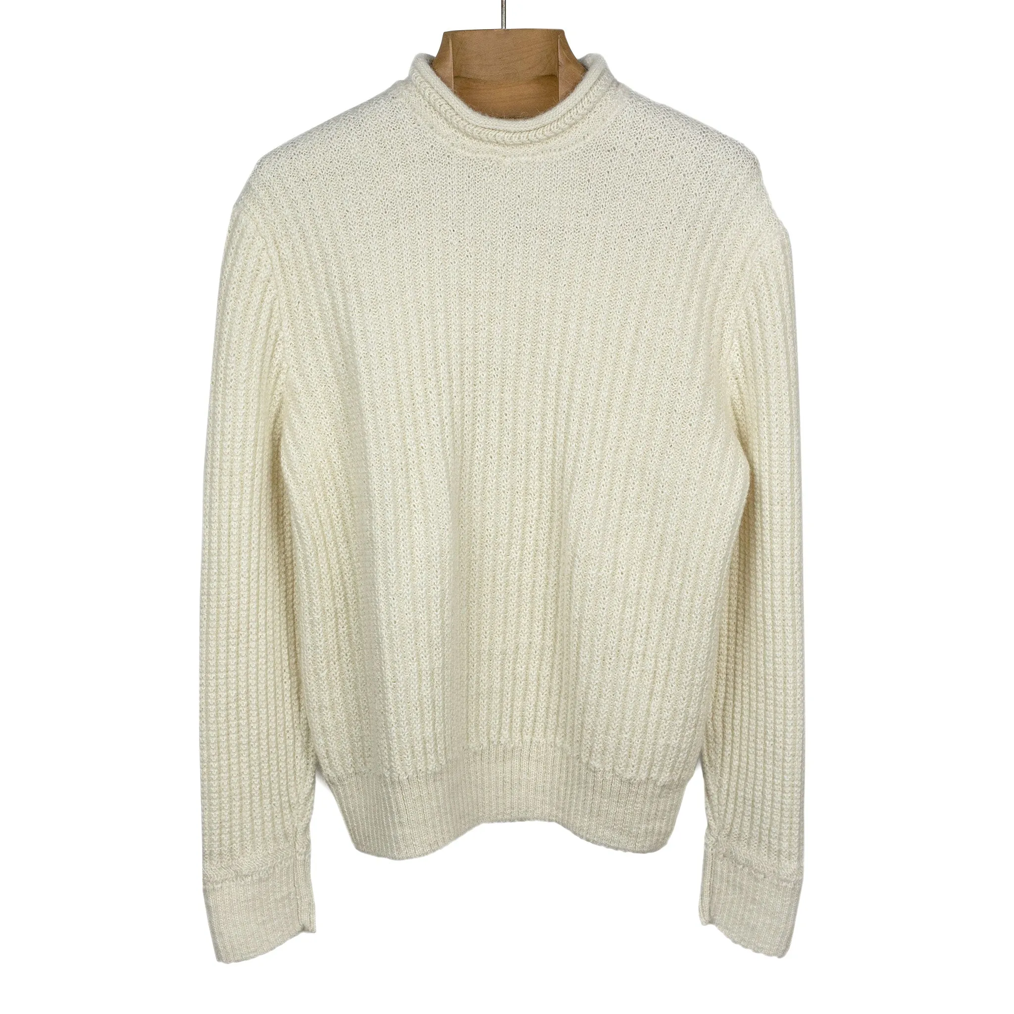 Sneachta ecru baby alpaca ribbed mockneck