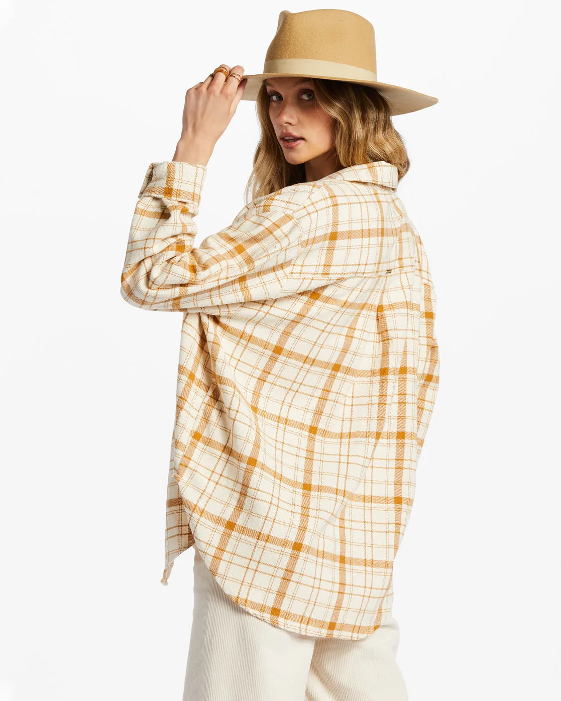 So Stoked Long Sleeve Flannel Shirt - White Cap