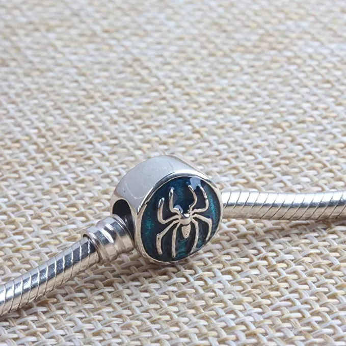 Spider Blue Enamel Bead Charm