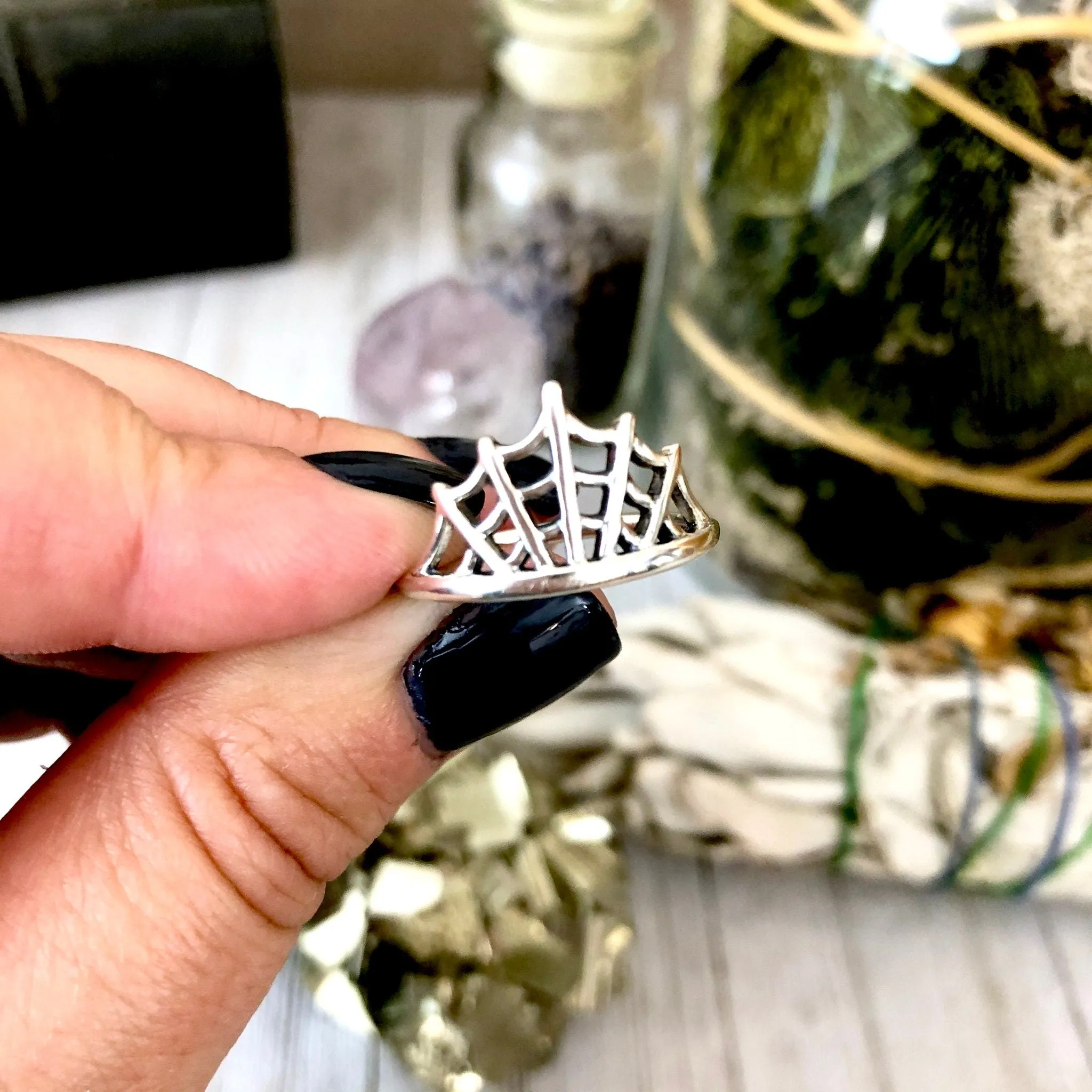 Spider Web Ring in Sterling Silver /