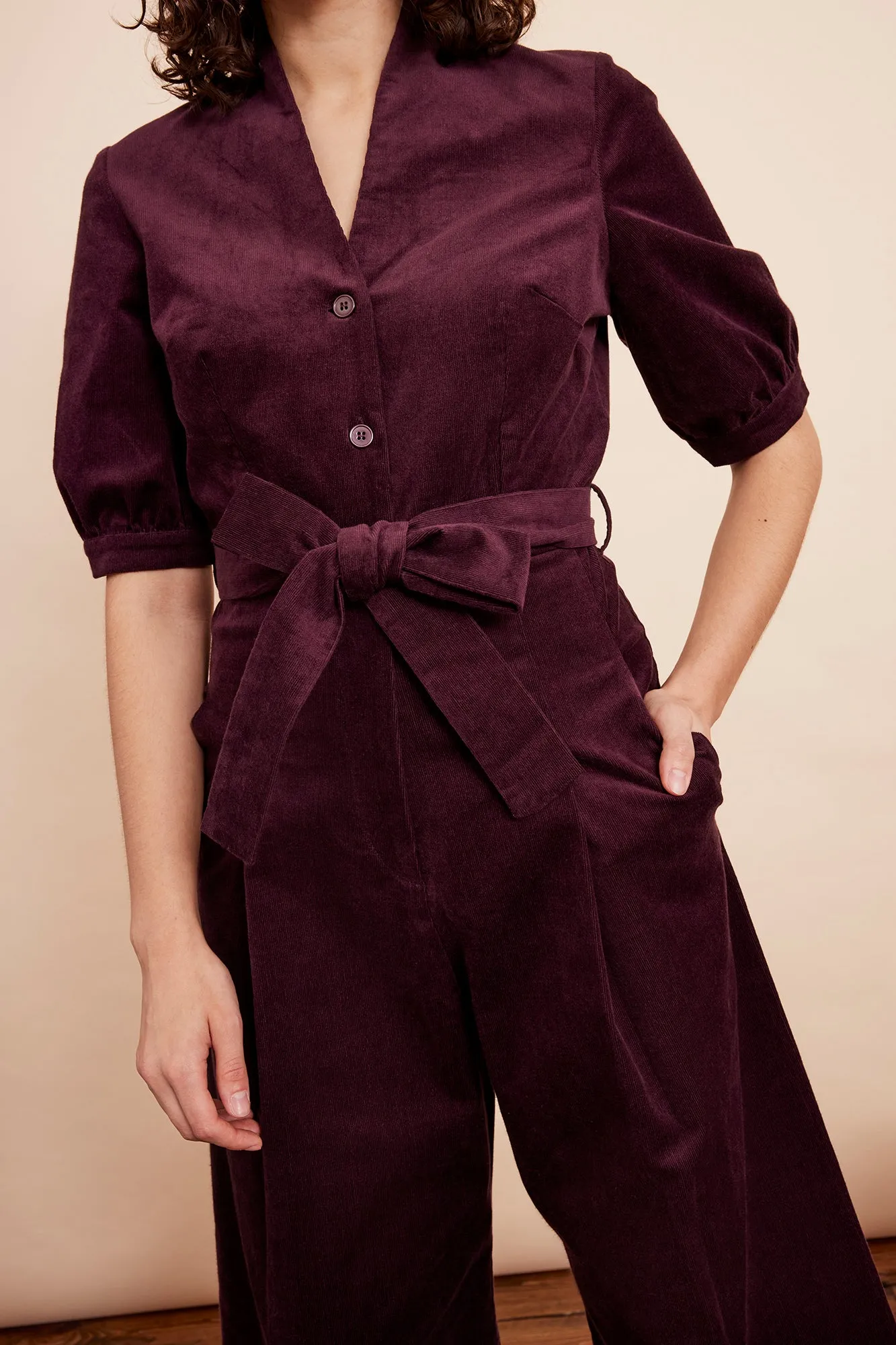 Stella Needlecord Plum Jumpsuit