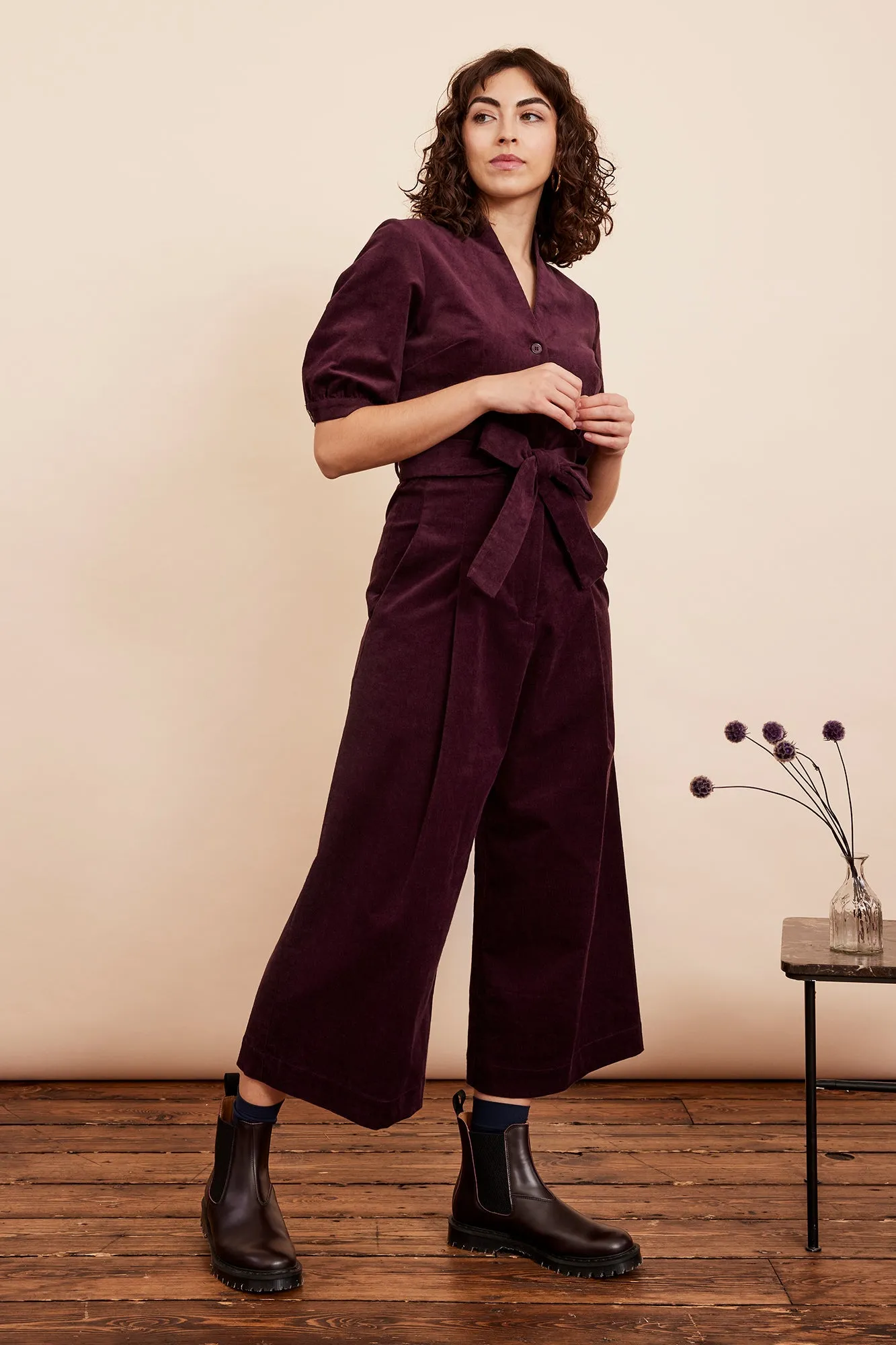 Stella Needlecord Plum Jumpsuit