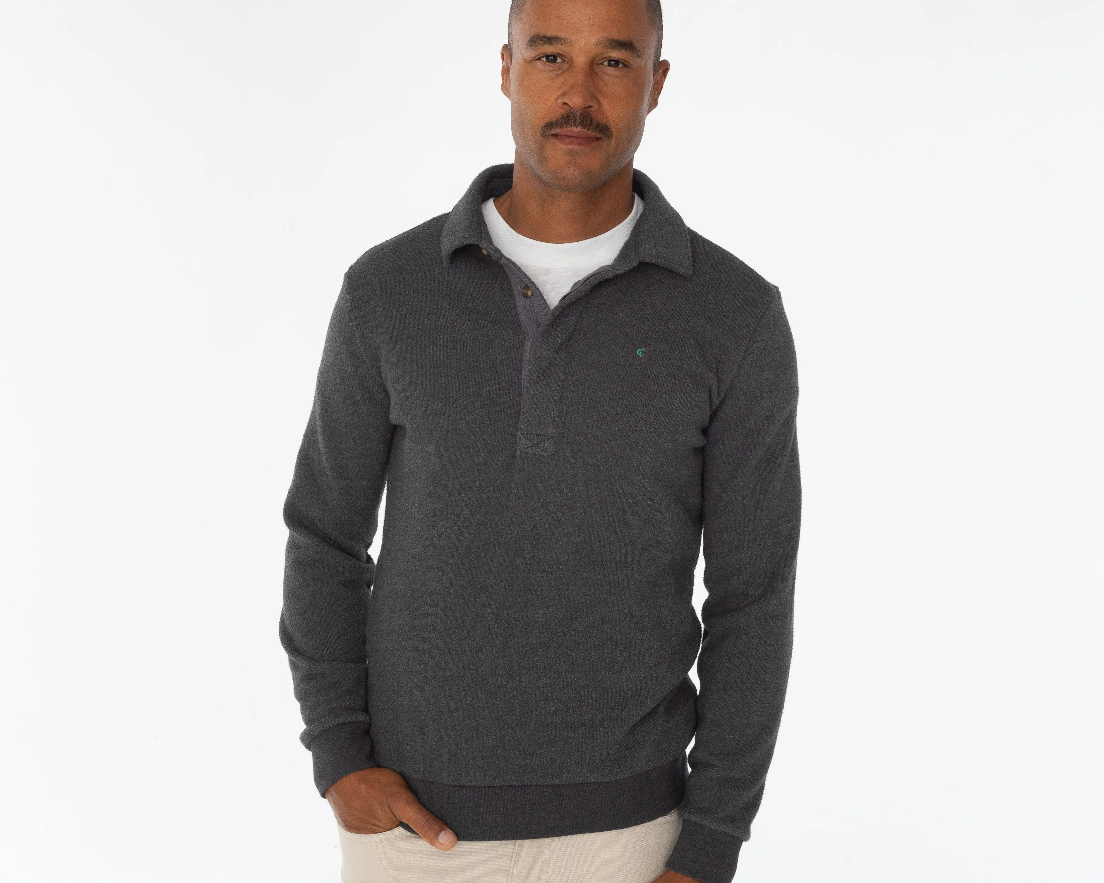 Terry Fleece Collared Sweatshirt - Smokeshow