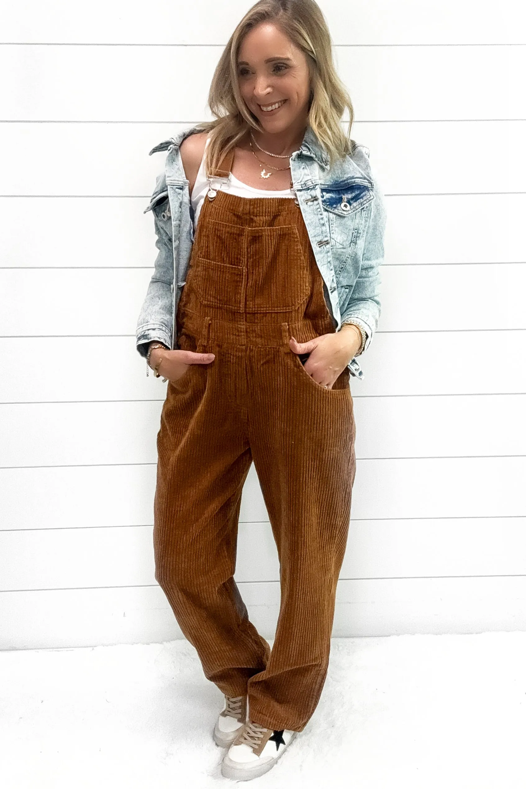 The Riley Corduroy Overalls - Caramel