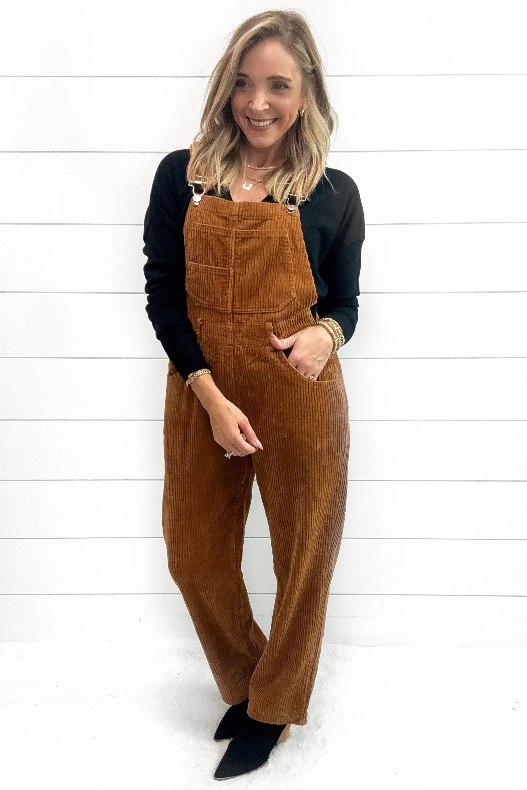 The Riley Corduroy Overalls - Caramel