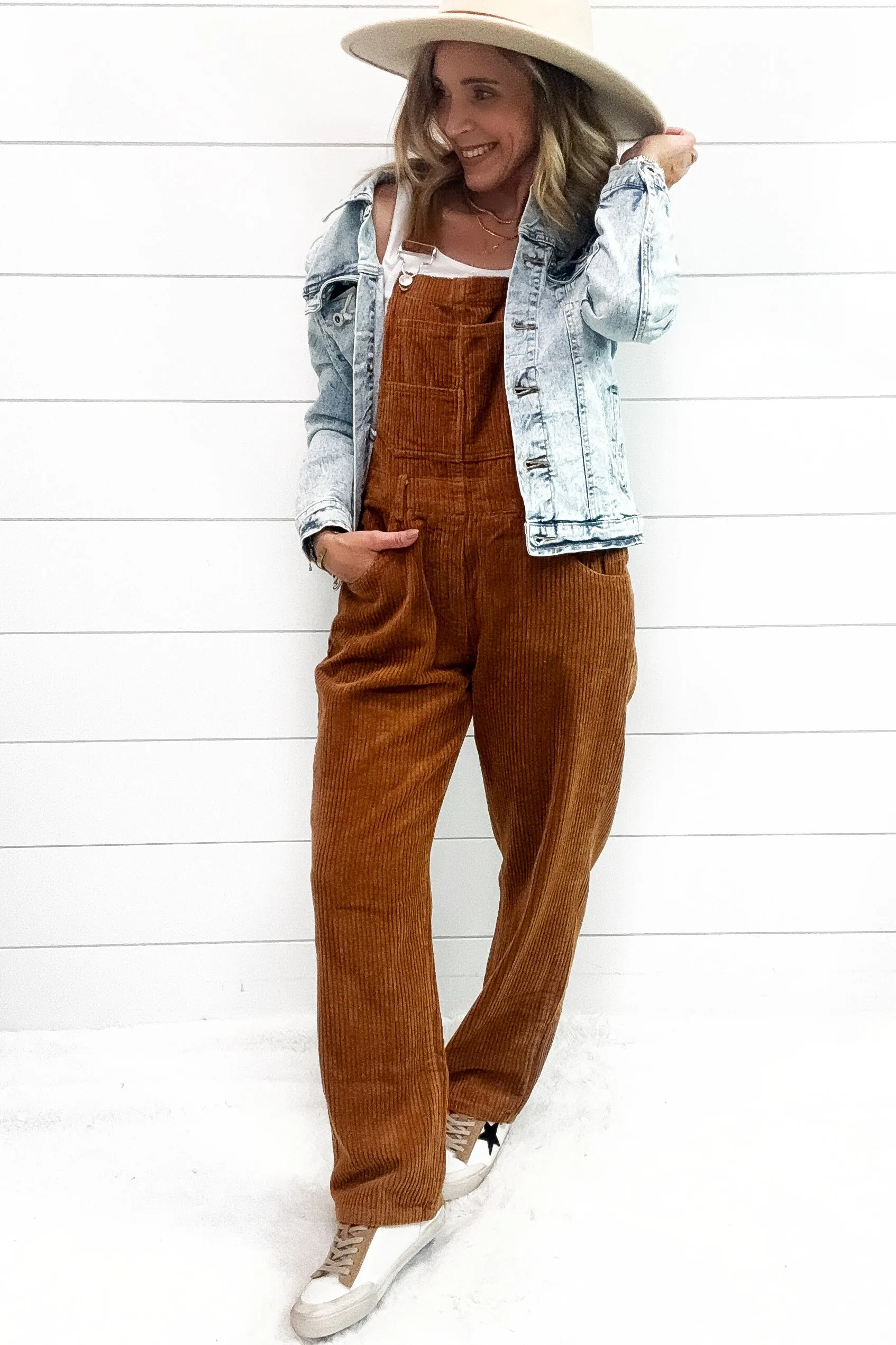 The Riley Corduroy Overalls - Caramel