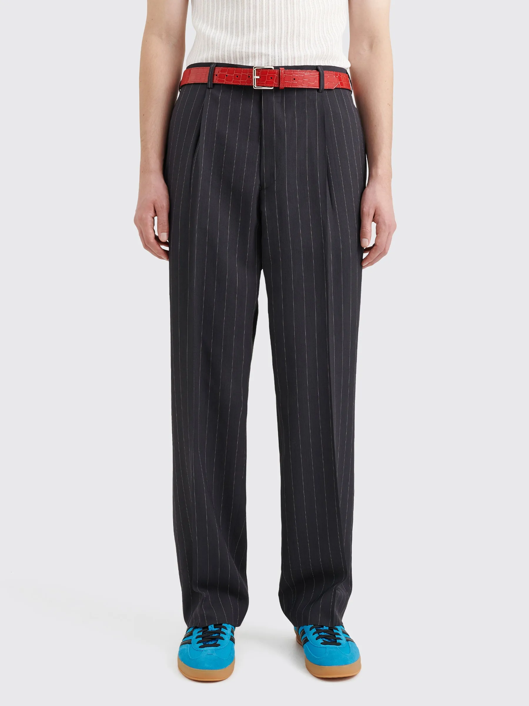 TRS BIEN everywear Suit Trousers Wool Viscose Black Stripe