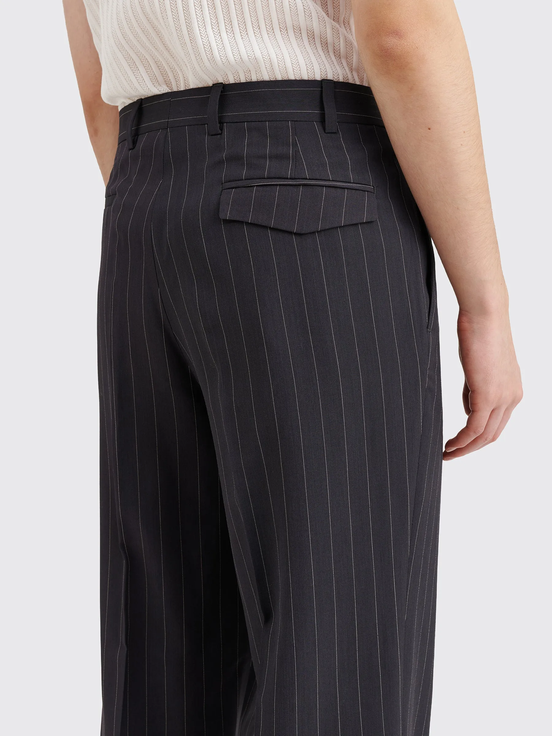 TRS BIEN everywear Suit Trousers Wool Viscose Black Stripe