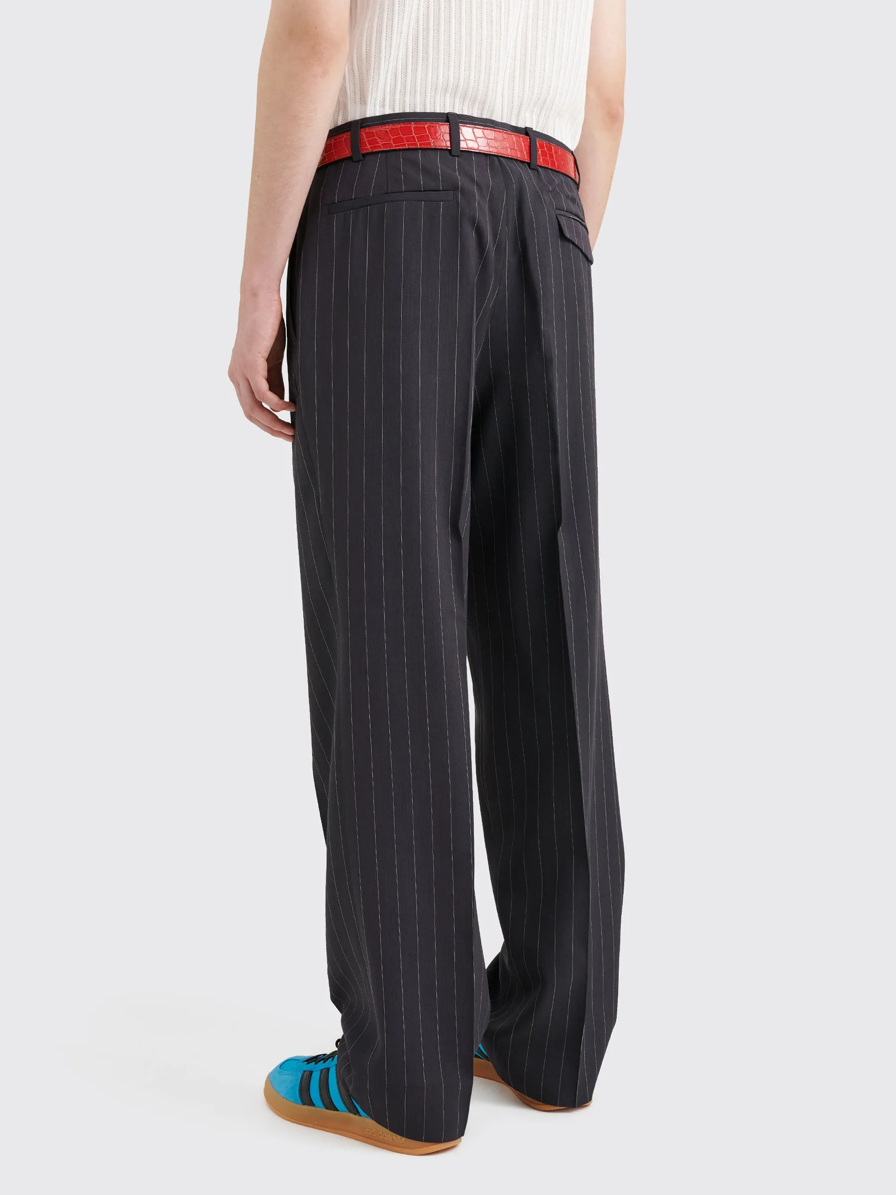 TRS BIEN everywear Suit Trousers Wool Viscose Black Stripe