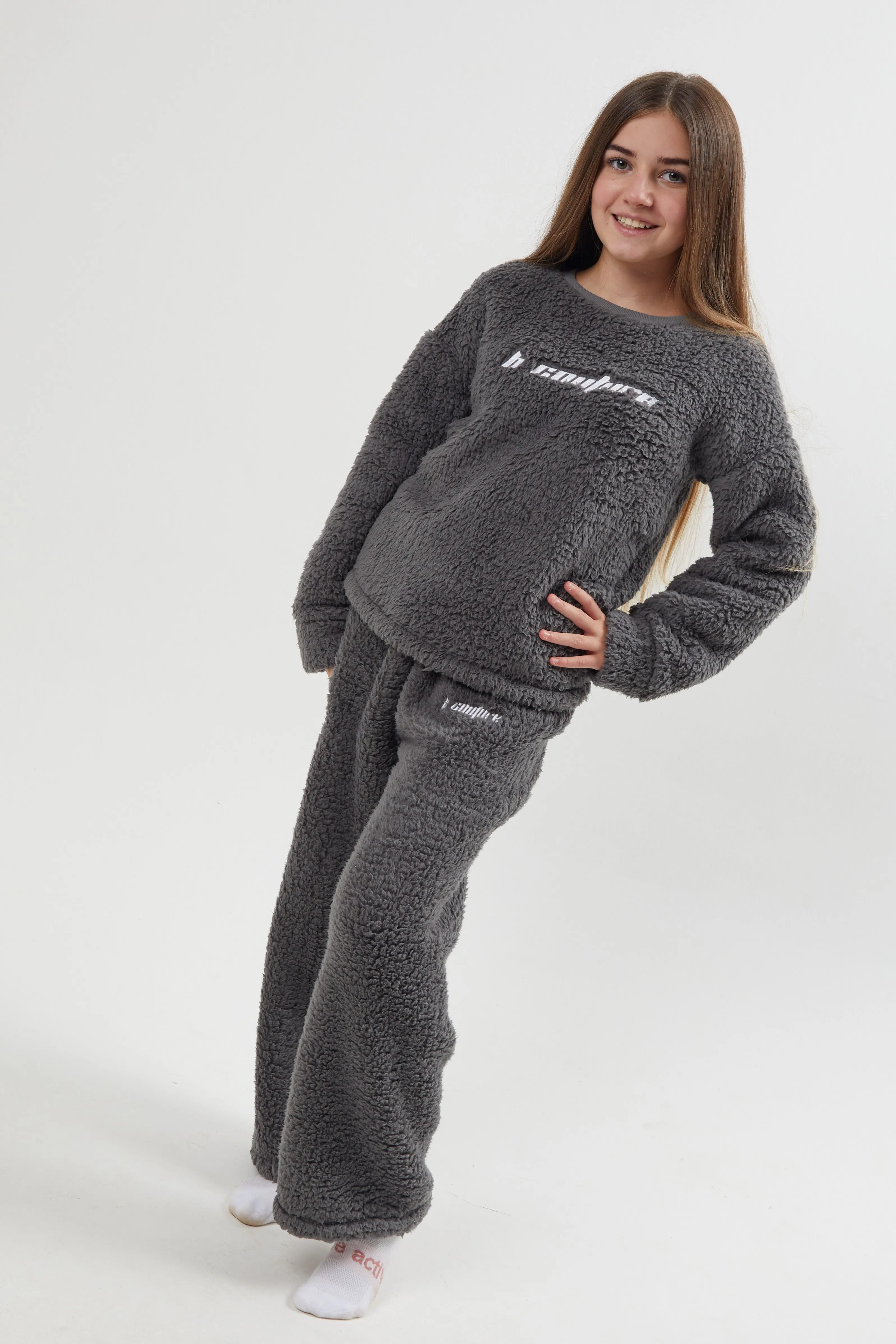 Wellington Teddy Fleece Pyjama Set - Charcoal Grey