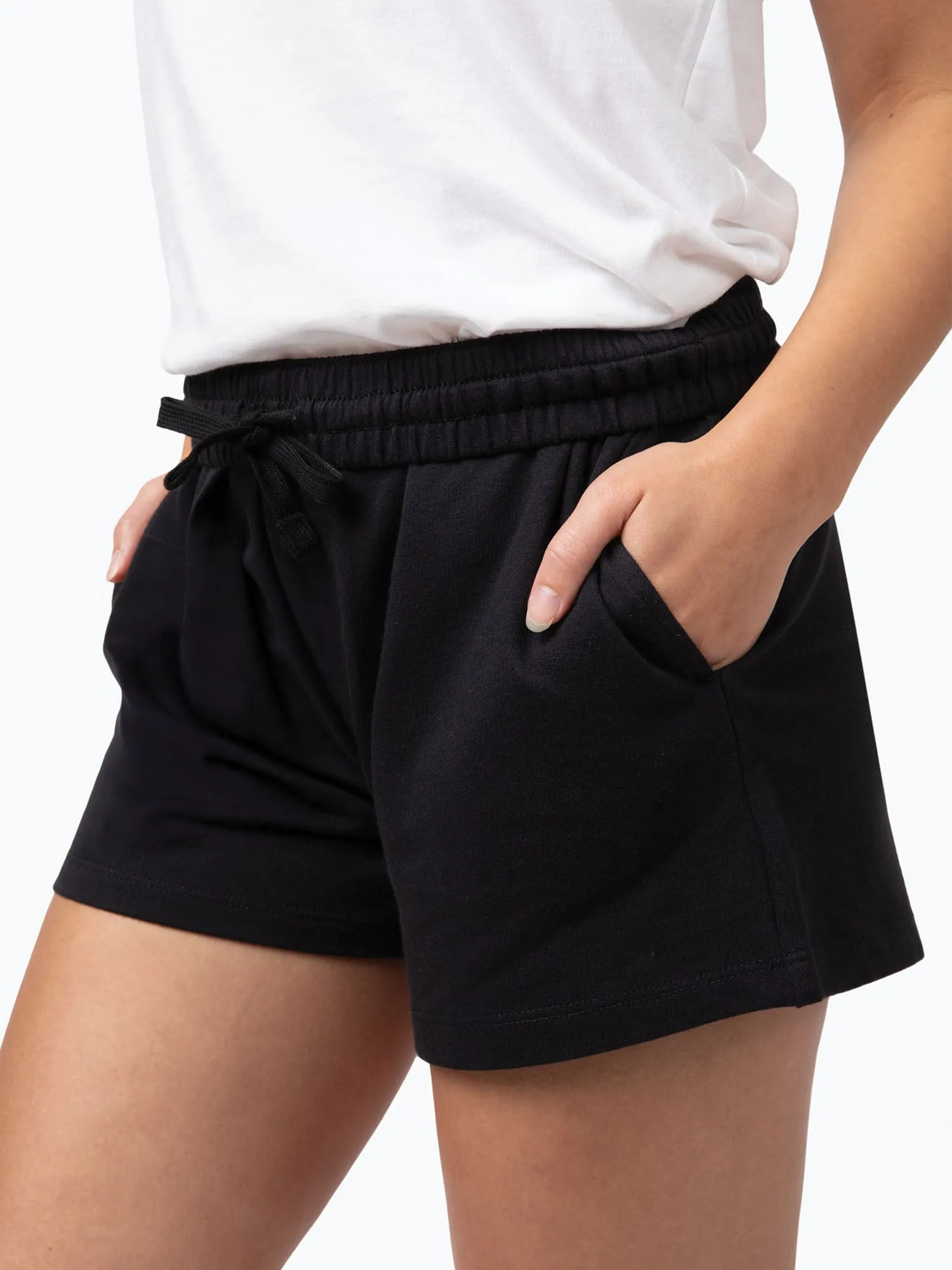 Women's Black Terry Lounge Shorts