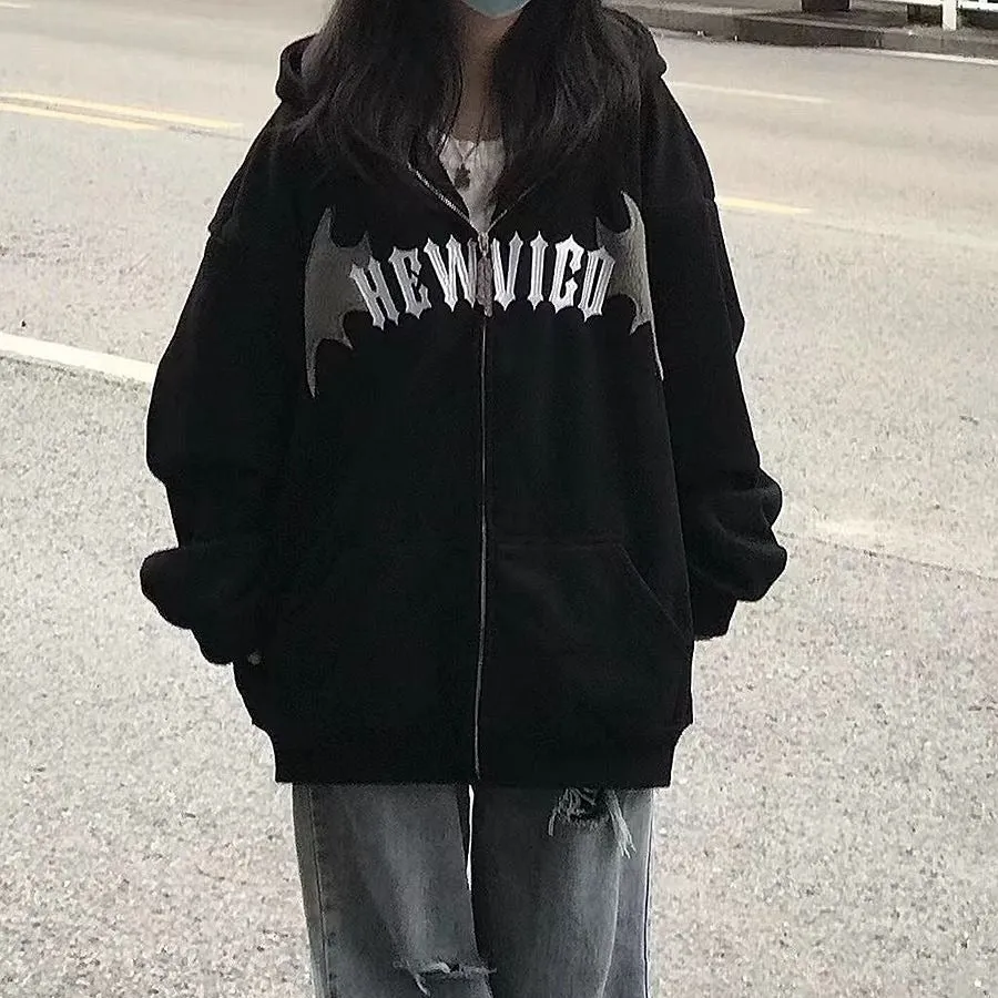 Zip-Up Hoodie With Devil Horns